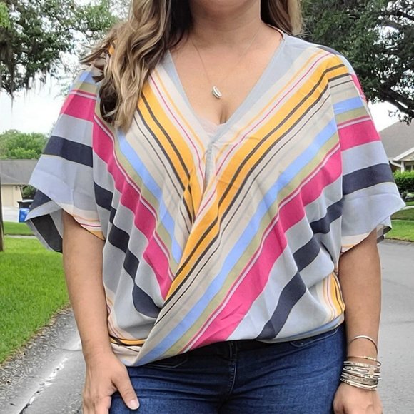 Umgee Tops - Stripe Wrap Top